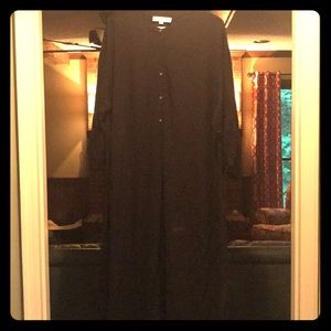 LOFT blouson sleeve blk midi shirt dress/tie belt